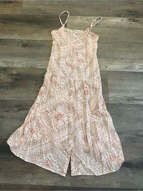 Pink Rose Pink and Cream floral Maxi Dress EUC size S